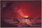 Nicolino V. Calyo Great Fire of New York oil painting on canvas